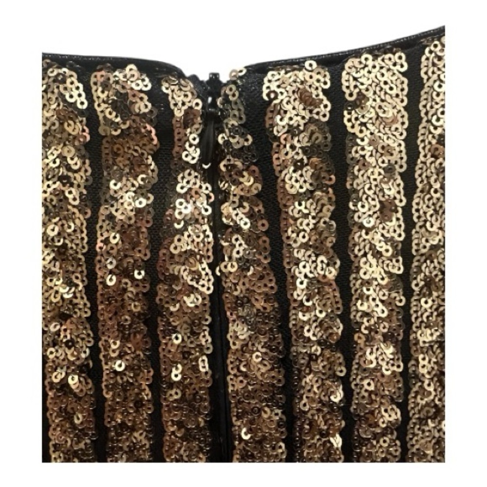 NWT Lulu's Elegant Gold Sequin Black Party Tulip Mini Dress |  New Years Eve - Picture 11 of 16